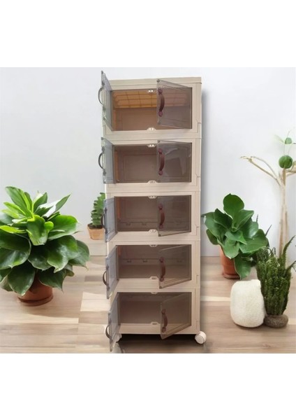 5 Li Portatif Istiflenebilir Organizer Mıknatıslı Kapaklı Dolap - Sert Plastik Mutfak Dolabı indirimleri