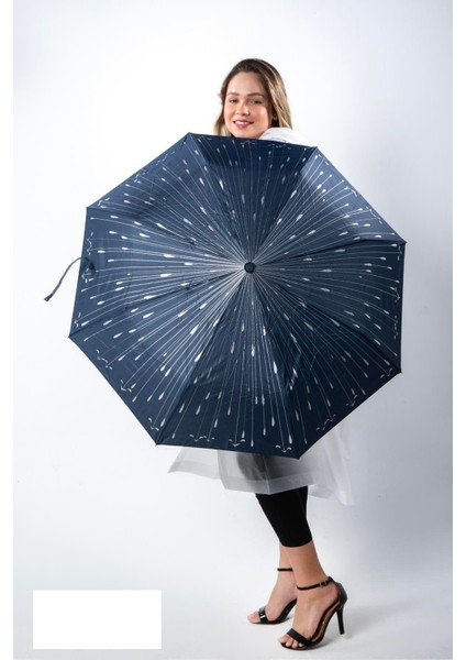 Damla Desenli Fiberglass Güçlü Mekanizma Tam Otomatik Kadın Şemsiye