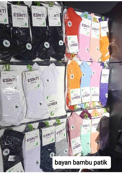 Bambu Dikişsiz Karışık Renk Bayan Patik 12 Adet