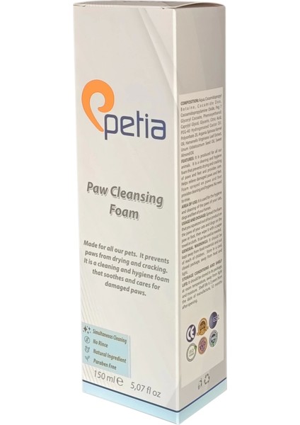 Petia Paw Cleansing Foam Doğal Kedi Köpek Pati Temizleme Köpüğü 150 ml