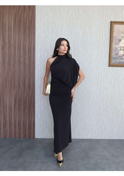 Tek Omuz Drapeli Uzun Elbise fırsatları