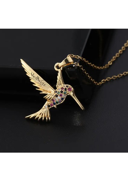 Arı Kuşu Detaylı Parlak Taşlı Kadın Çelik Kolye Yeniden Doğuşu Temsilini Boynunuzda Şık Görünümle Taçlansın modelleri