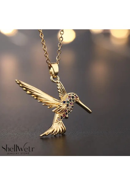 Arı Kuşu Detaylı Parlak Taşlı Kadın Çelik Kolye Yeniden Doğuşu Temsilini Boynunuzda Şık Görünümle Taçlansın fırsatları