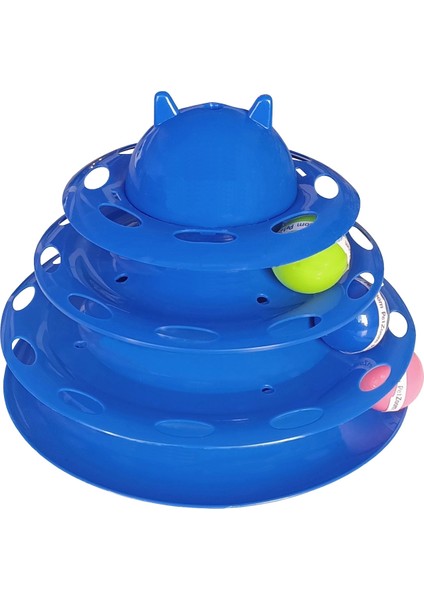 Markapet 3 Katlı Kedi Oyuncağı Kedi Başlıklı Toplu Kule 18-23 cm Mavi fiyatları