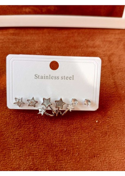 Çelik Çoklu Küpe Set