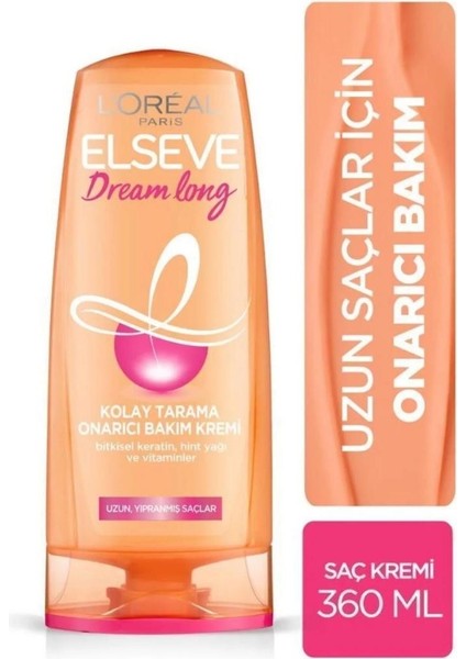 Dream Long Onarıcı ve Kolay Tarama Saç Bakım Kremi 360 ml – Uzun Saçlar İçin Besleyici ve Güçlendirici Formül