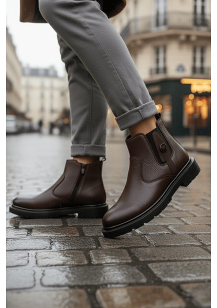 Geralt Fermuarlı Içi Kürklü Erkek Kışlık Bot