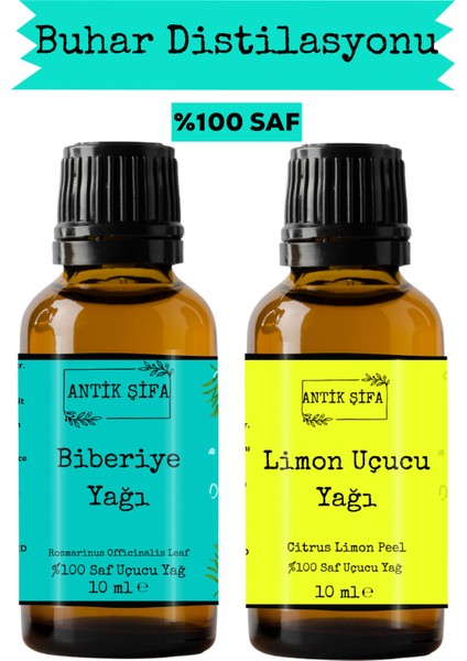 Biberiye Yağı ve Limon Kabuğu Uçucu Yağı (10ML + 10 Ml)- %100 Saf Seyreltilmemiş