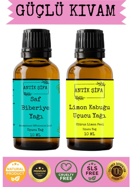 Biberiye Yağı ve Limon Kabuğu Uçucu Yağı (10ML + 10 Ml)- %100 Saf Seyreltilmemiş modelleri