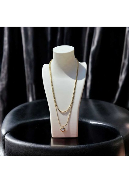 Çift Zincir Çelik Kalp Kolye fırsatları