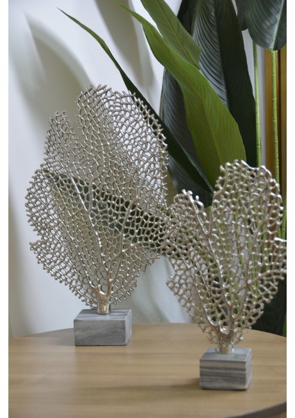 2 Li Soy Ağacı Tekli Büyük Gümüş Obje Mercan 37-51 cm