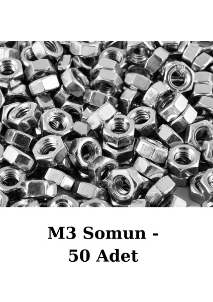 Altıgen Somun - 50 Adet M3 Cıvata Somunu