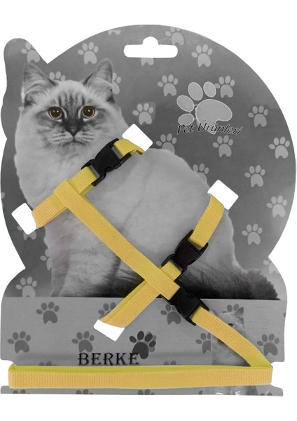 Gezdirme Kayışlı Dokuma Kedi Göğüs Tasma Seti 20*32-120 cm Sarı fiyatları