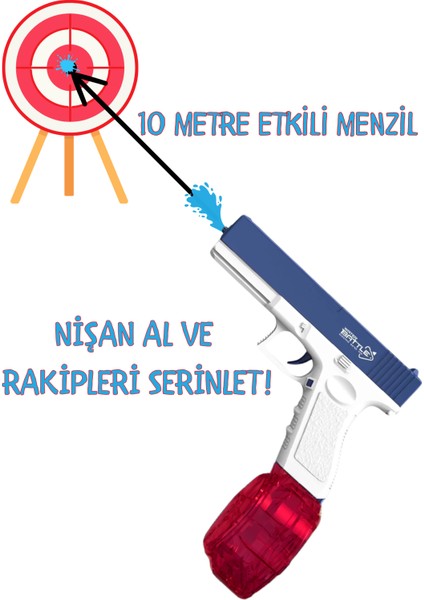 Oyuncak USB Şarjlı Otomatik 10 Metre Menzilli Elektrikli Havuz Deniz Yaz Su Tabancası Işıklı fiyatları