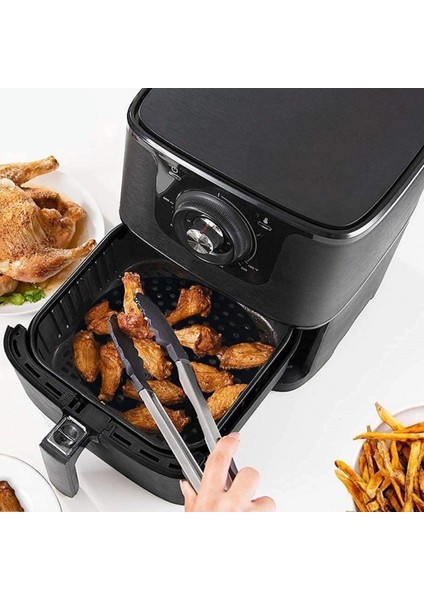 Siyah Isıya Dayanıklı Yıkanılabilir Silikon Fırın ve Airfryer Yuvarlak Model Pişirme Matı 23 cm (5047) fırsatları