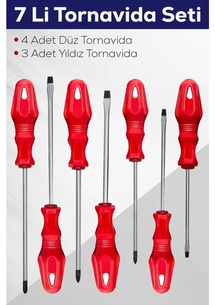 7'li Tornavida Seti (4 Adet Düz Tornavida 3 Adet Yıldız Tornavida)