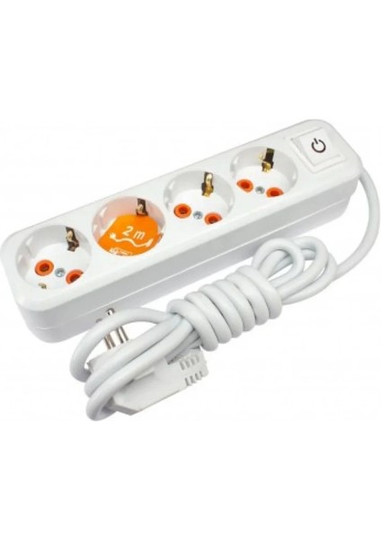 Asel 4'lü 2 Metre Anahtarlı Priz