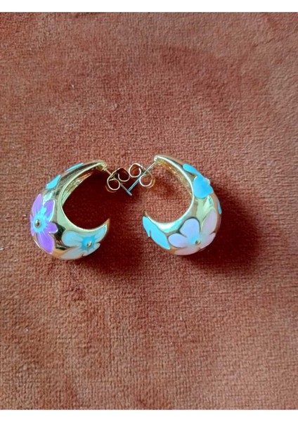 Renkli Çiçek Detay Çelik Küpe fiyatları