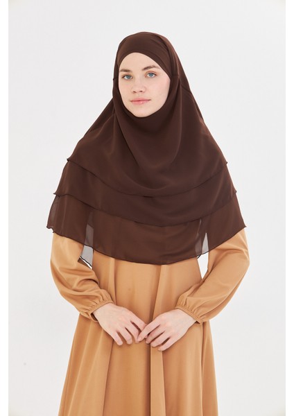 Kadın Şifon Kat Kat Tesettür Şal – Bağlamalı Niqablı Model