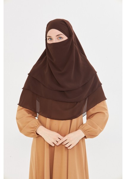 Kadın Şifon Kat Kat Tesettür Şal – Bağlamalı Niqablı Model modelleri
