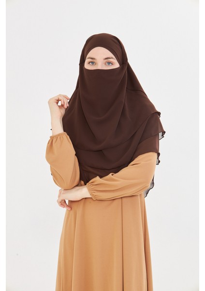 Kadın Şifon Kat Kat Tesettür Şal – Bağlamalı Niqablı Model fırsatları