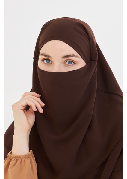 Kadın Şifon Kat Kat Tesettür Şal – Bağlamalı Niqablı Model