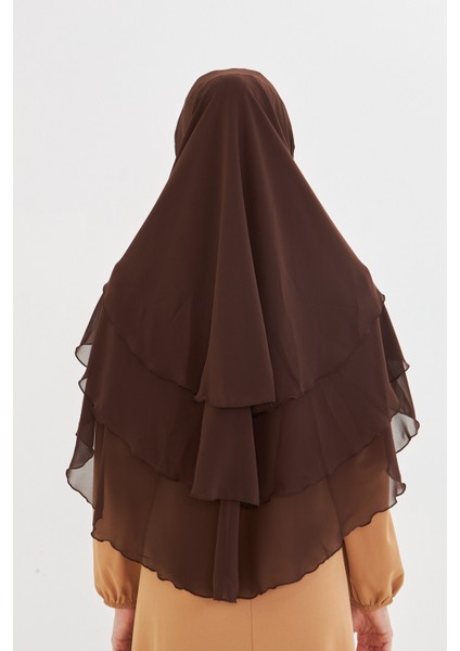Kadın Şifon Kat Kat Tesettür Şal – Bağlamalı Niqablı Model