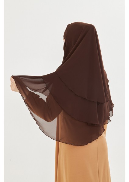 Kadın Şifon Kat Kat Tesettür Şal – Bağlamalı Niqablı Model