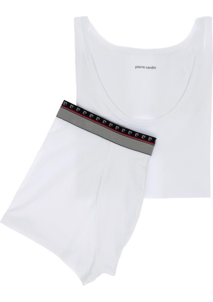 Erkek Beyaz Pamuk Karışımlı Atlet Boxer Set 50315285-600