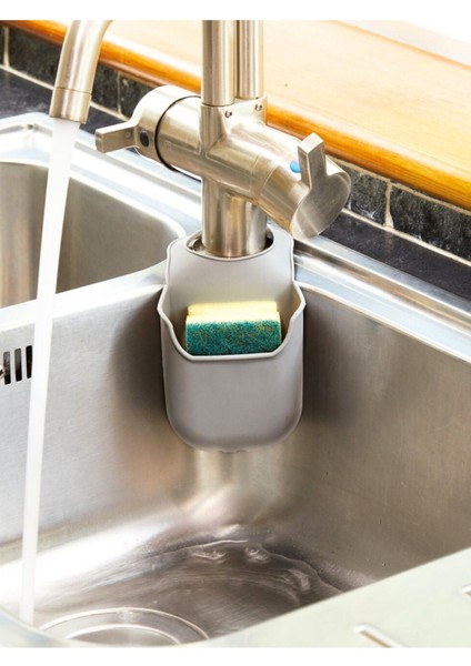 Pratik Silikon Bulaşık Süngerlik, Evye Üstü Düzenleyici, Askılı ve Kullanışlı Tasarım