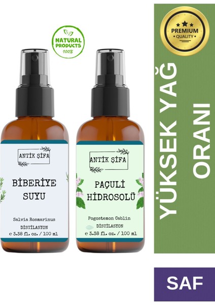 Biberiye Suyu ve Paçuli Suyu Seti - Tazeleyici Hidrosolü Seti (2X100ML)