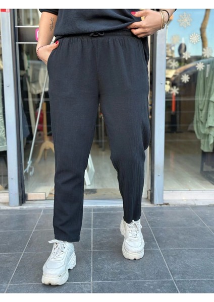 Kadın Pantolon Keten Italyan Tasarım %100 Pamuk