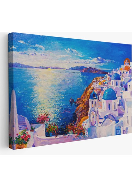 Mikanos Yunanistan Yağlıboya Görünüm Dekoratif Tablo -3572