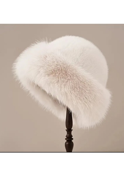 Kışlık Tüylü Kadın Açık Bej Şapka / Kalpak / Kadın Tüylü Bere fiyatları