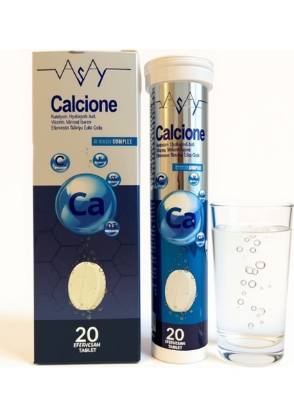 — Kalsiyum + Hyaluronik Asit + Tip-2 Kolajen, Vitamin & Mineraller — 20 Efervesan Tablet (11+) modelleri