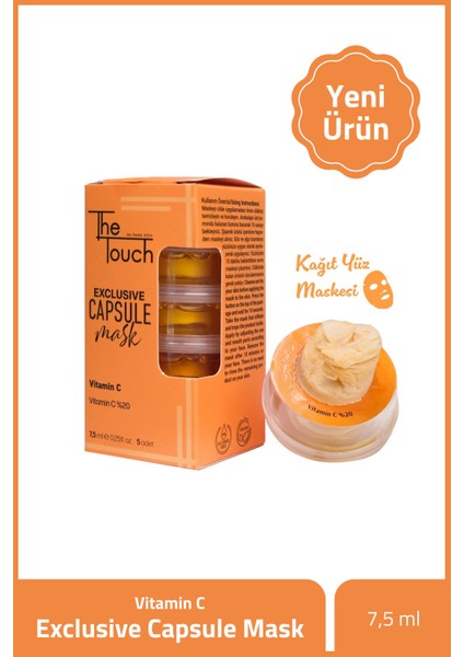 The Touch Yüz Maskesi Vitamin C Kapsüllü Kağıt Maske 5'li Siyah Nokta ve Leke Karşıtı Nemlendirici