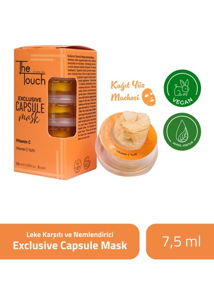 The Touch Yüz Maskesi Vitamin C Kapsüllü Kağıt Maske 5'li Siyah Nokta ve Leke Karşıtı Nemlendirici