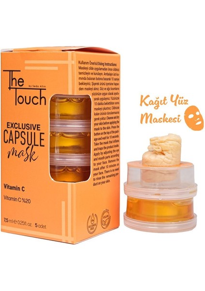 The Touch Yüz Maskesi Vitamin C Kapsüllü Kağıt Maske 5'li Siyah Nokta ve Leke Karşıtı Nemlendirici