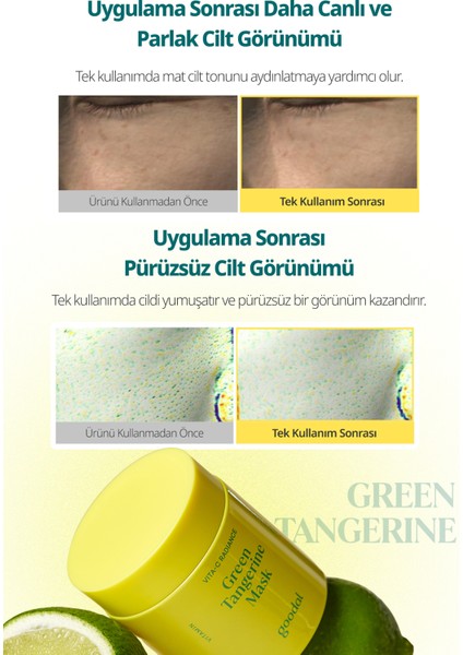Jel Yüz Maskesi Yeşil Mandalina Özlü C Vitamini Aydınlatıcı Nemlendirici 110 gr Tüm Ciltler