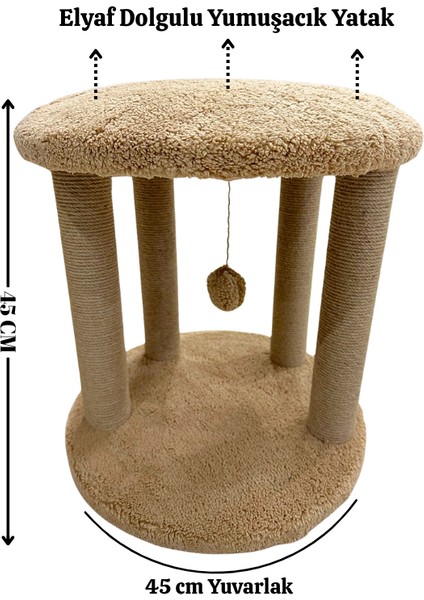 Kafesli Tasarım Model/ Üst Kat Yataklı / Genişlik 45 cm Kedi Tırmalama Tahtası / 4 Adet Tırmalama Rulosu – Dayanıklı Jüt Ip, Konforlu Yatak ve Oyun Alanlı Kedi Tırmalama Tahtası fiyatları