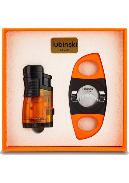 3 Torch Çakmak Ve Kesici Puro Seti Turuncu