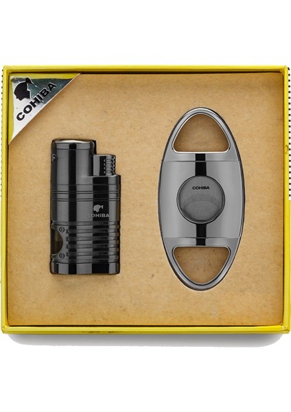 4 Torch Çakmak Ve Kesici Puro Seti Gunmetal