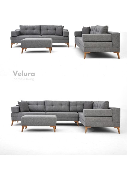 Zeri Yataklı Puzzle Modüler Köşe Koltuk Takımı & Puflu Köşe Takımı - Koyu Mavi fiyatları