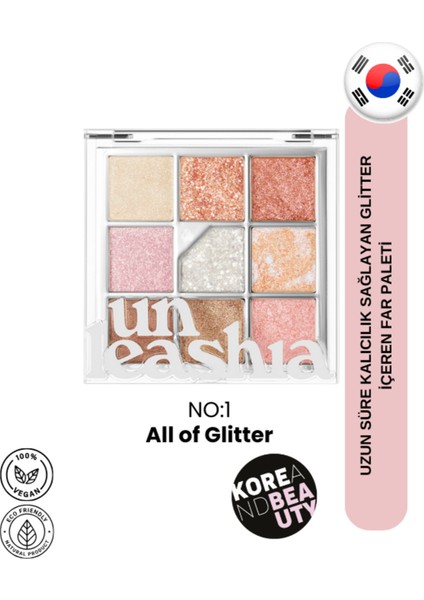 Glitterpedia Eye Palette 9 Renk Çok Renkli Mat Işıltılı Vegan Göz Farı Paleti 6.6 gr Günlük ve Gece