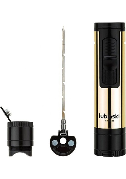 Metal Pürmüz Puro Delici İğne ve Sehpalı Çakmak Siyah-Gold fiyatları