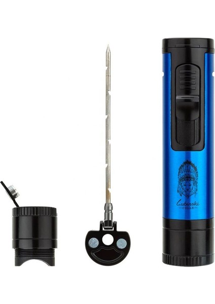 Metal Pürmüz Puro Delici İğne ve Sehpalı Çakmak Siyah-Mavi fiyatları