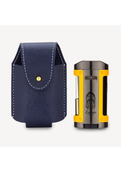 Sehpalı Kılıflı Dört Torch Puro Çakmağı Gunmetal-Sarı fiyatları