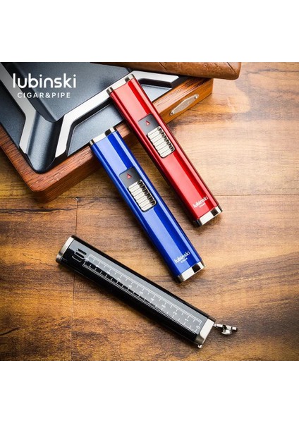 Cigar Slim Cetvelli ve Sehpalı Çift Torch Puro Çakmağı Kırmızı indirimleri