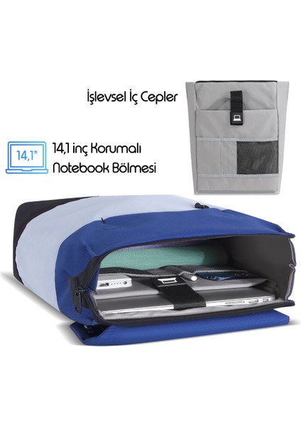 MCE-1304 14.1" Zen Eco Günlük Sırt Çantası Mavi Gri indirimleri