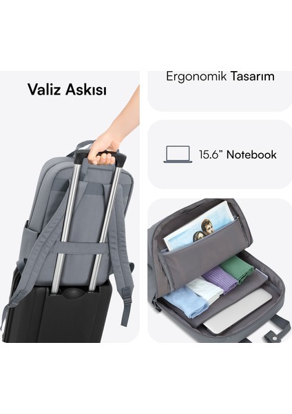 MCE-1522 15.6" Nova Eco Notebook Sırt Çantası Gri fırsatları